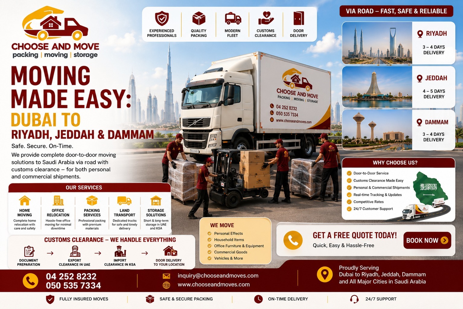 Dubai to Riyadh Jeddah Dammam | Choose and Move dubai to riyadh, jeddah & dammam